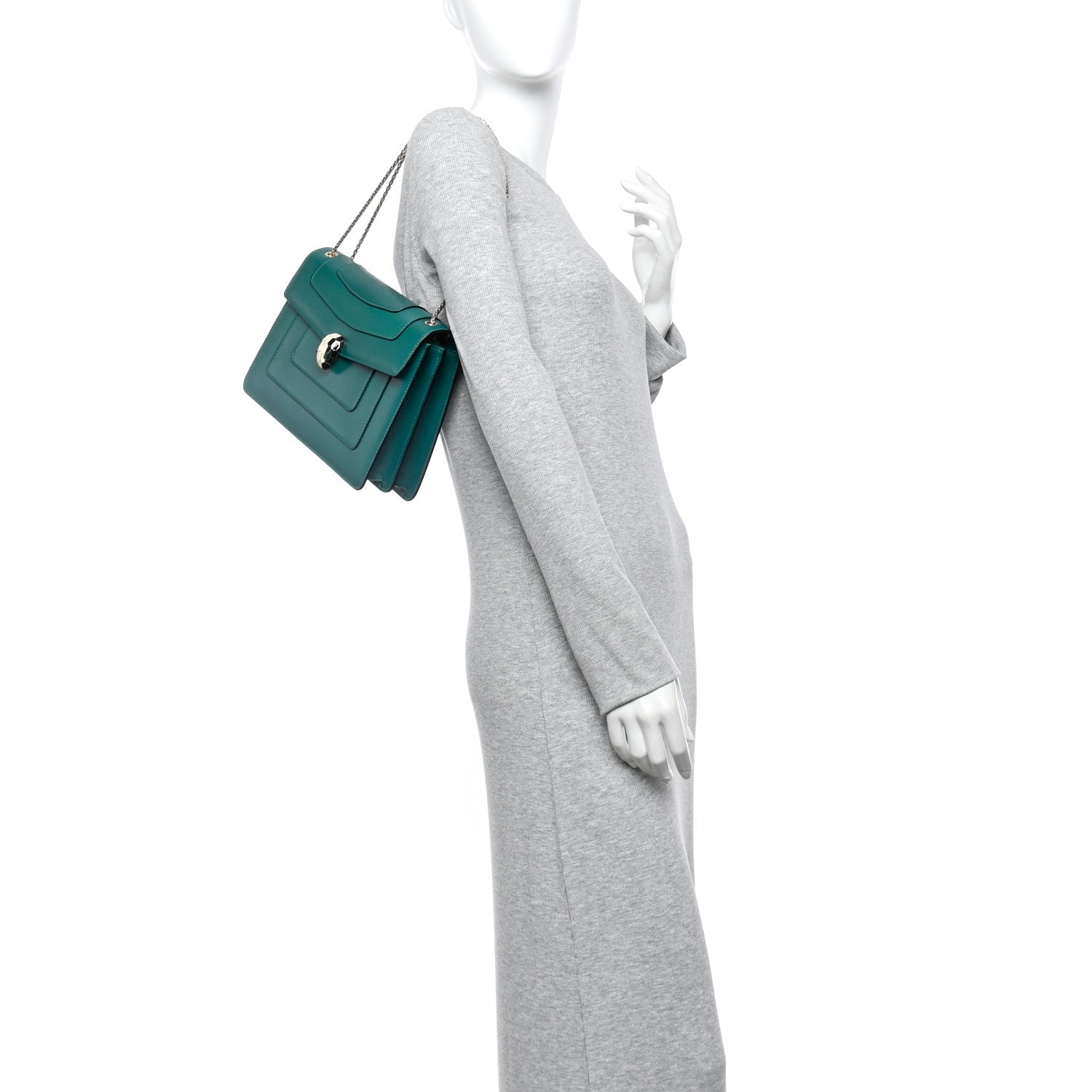 Calfskin Serpenti Forever Shoulder Bag Emerald Green