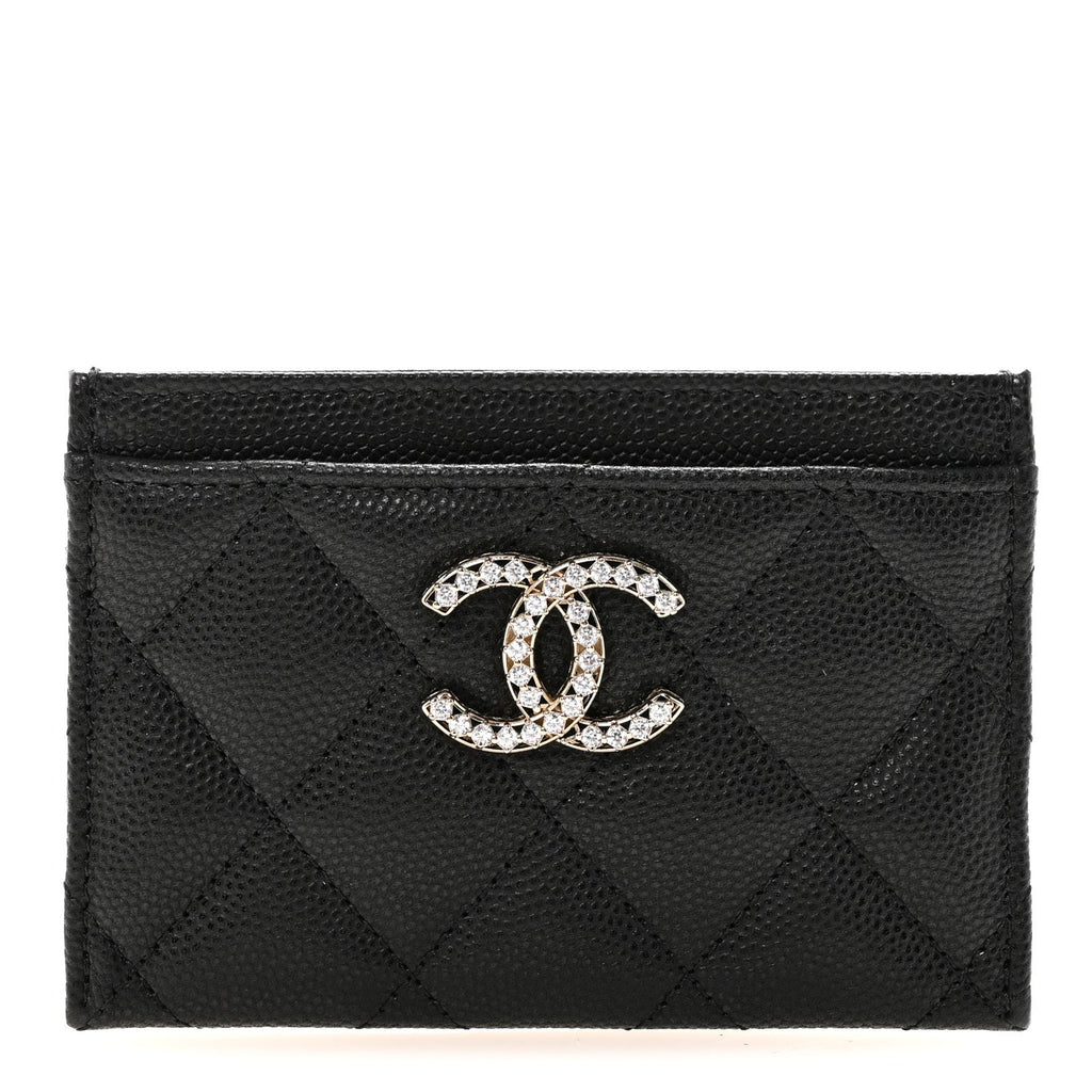 Caviar Quilted Crystal  Holder Black