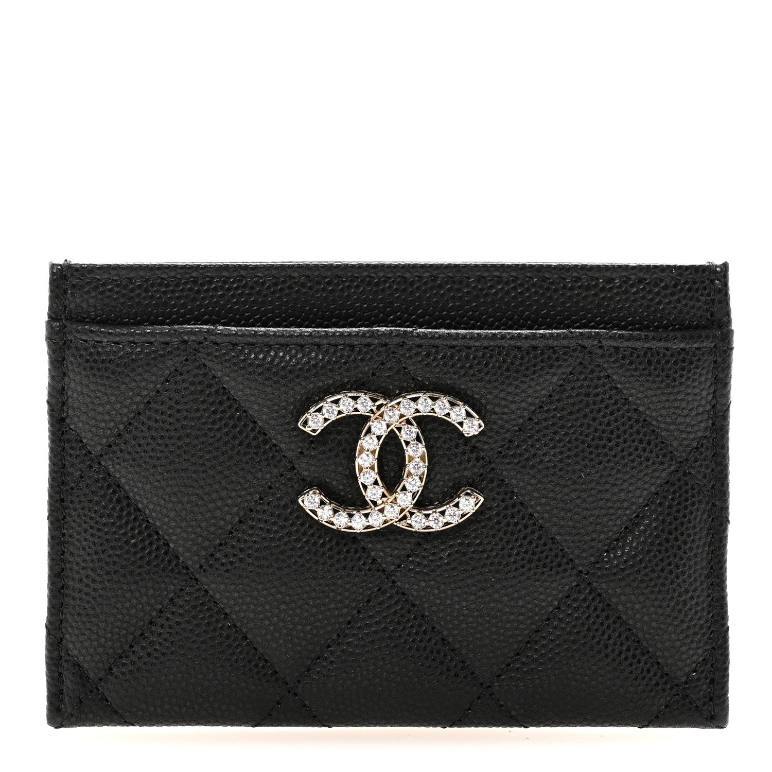 Caviar Quilted Crystal  Holder Black