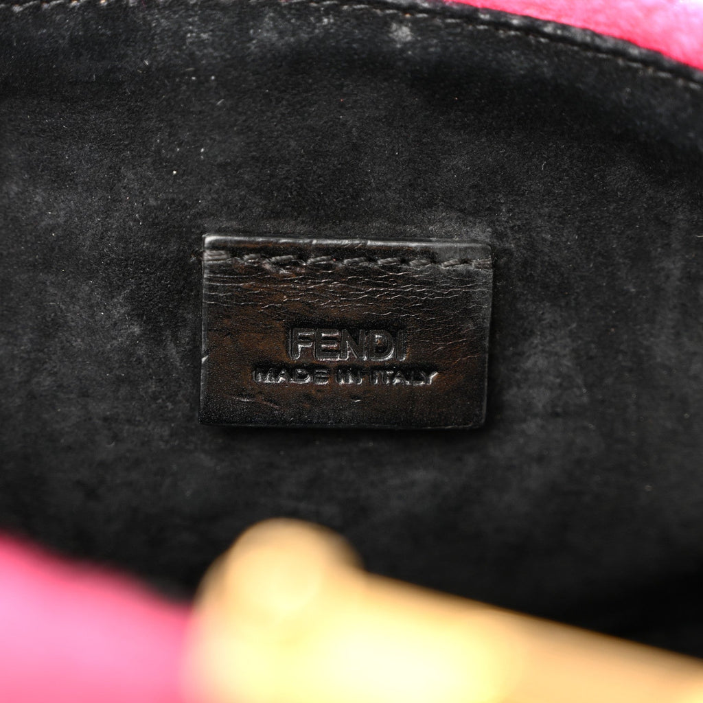 Shearling Nappa Mini Be Baguette Shoulder Bag Fuxia Black
