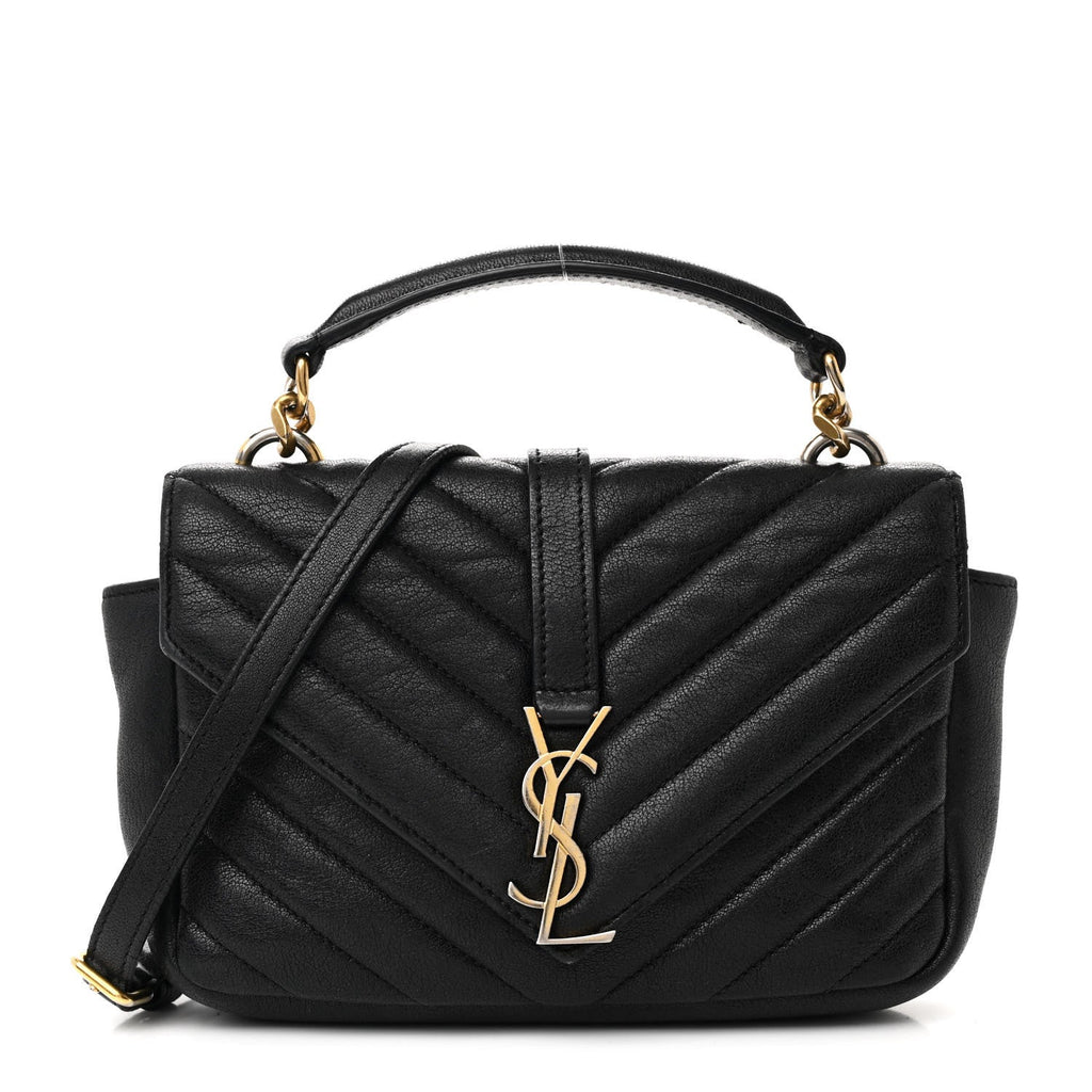 Sheepskin Matelasse Chevron Monogram College Chain Wallet Black