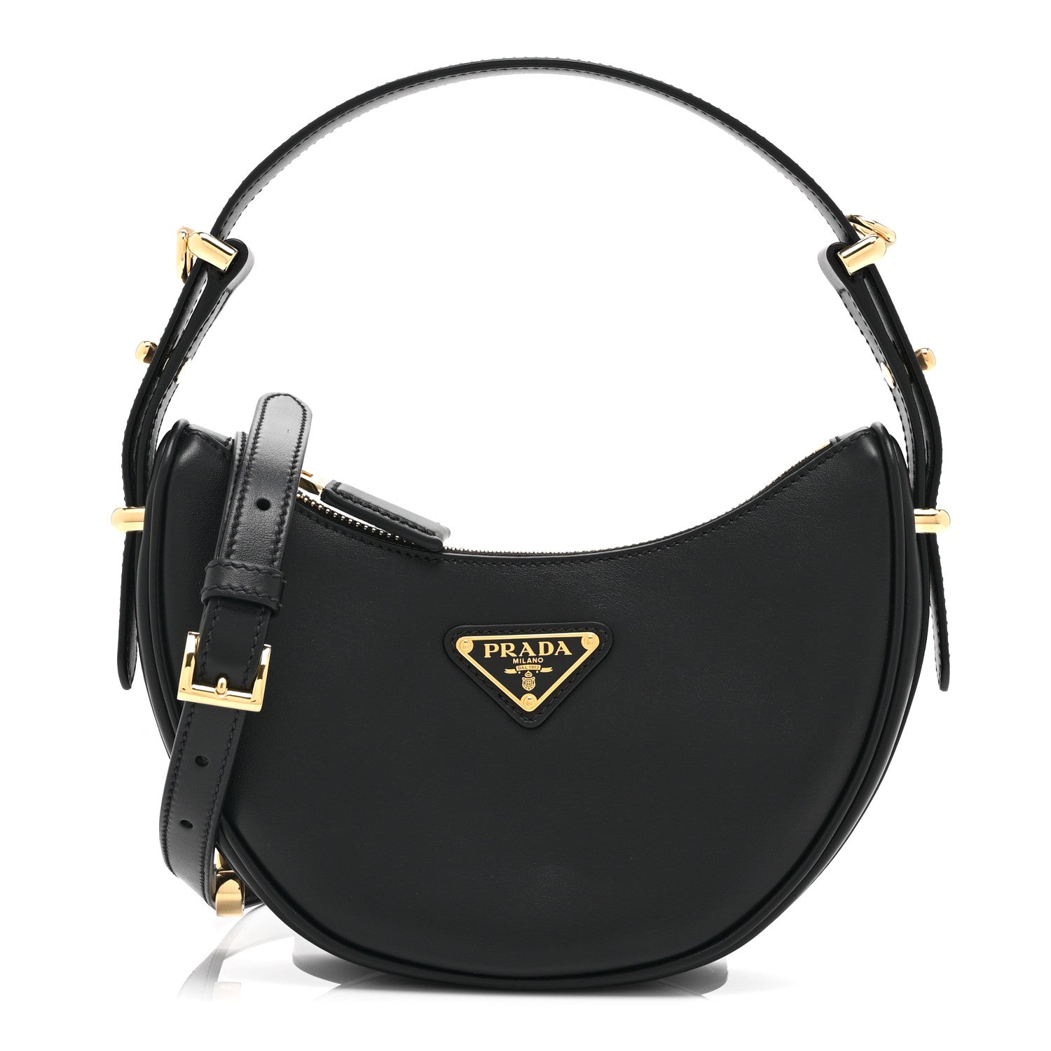 Soft Calfskin Mini Arque Shoulder Bag Black