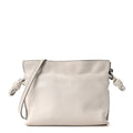 Calfskin Mini Flamenco Knot Clutch Soft White