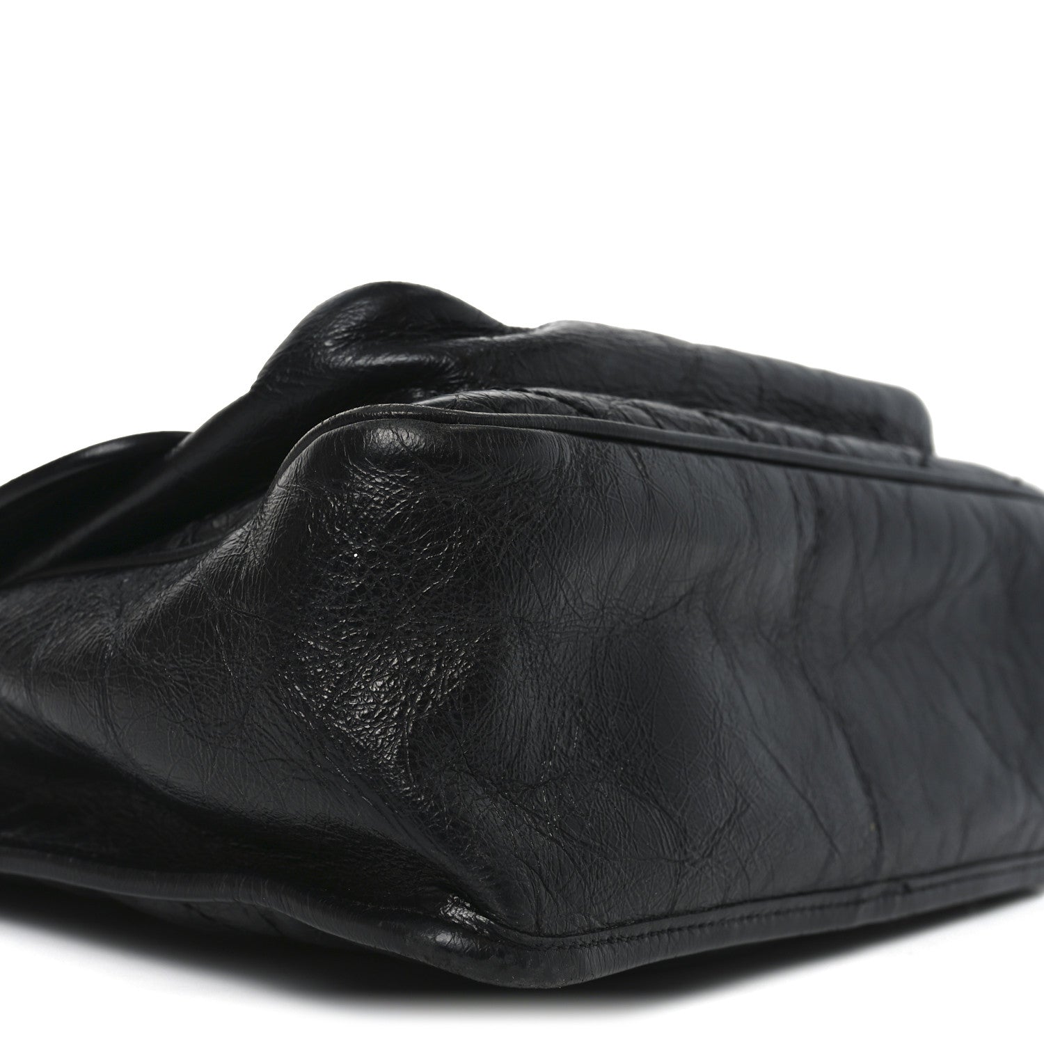 Crinkled Calfskin Matelasse Monogram Medium Niki Chain Satchel Black