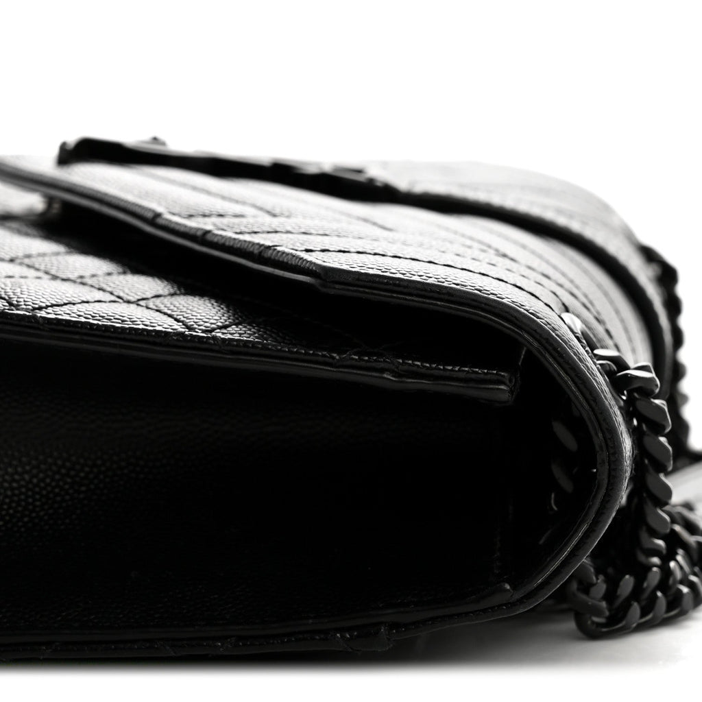 Grain De Poudre Textured Mixed Matelasse Triquilt Medium Monogram Monochrome Satchel Black