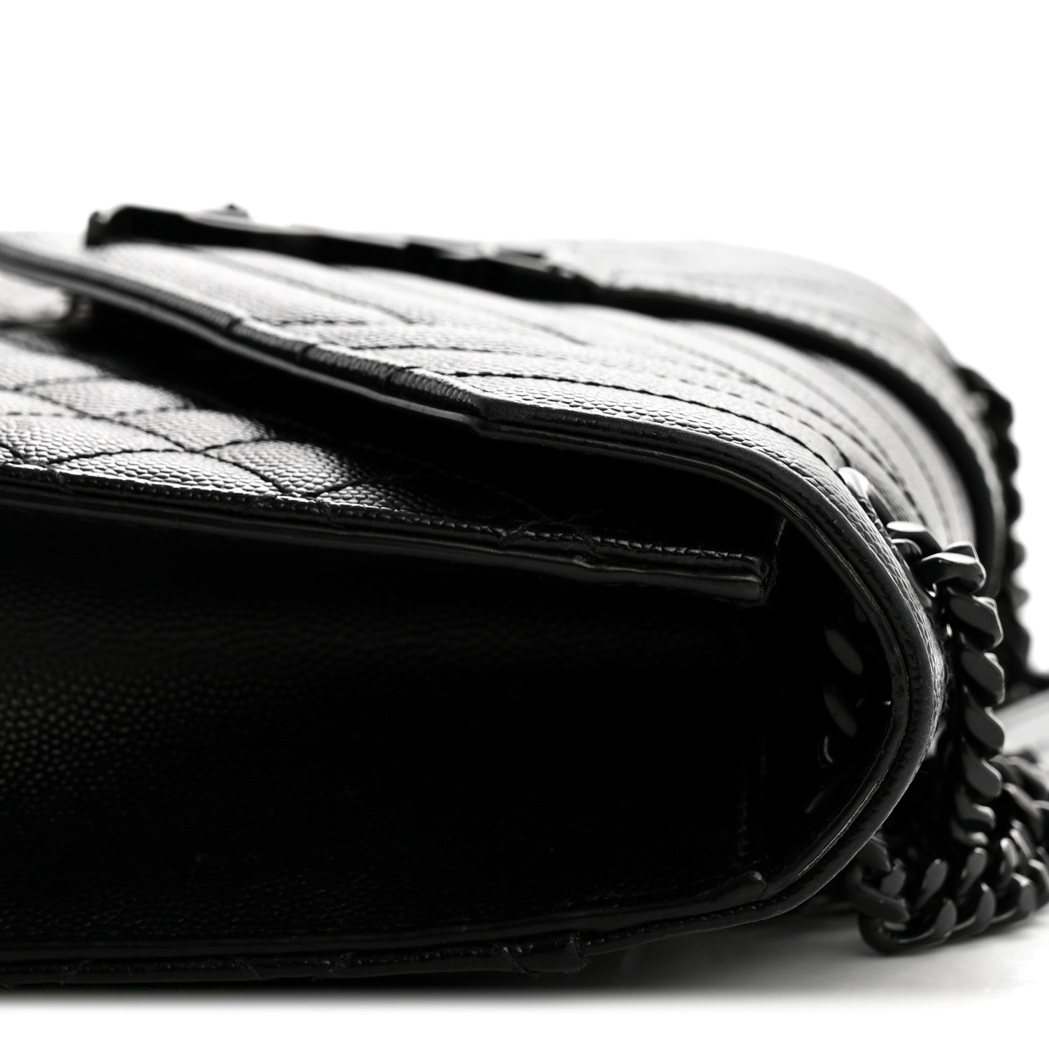 Grain De Poudre Textured Mixed Matelasse Triquilt Medium Monogram Monochrome Satchel Black