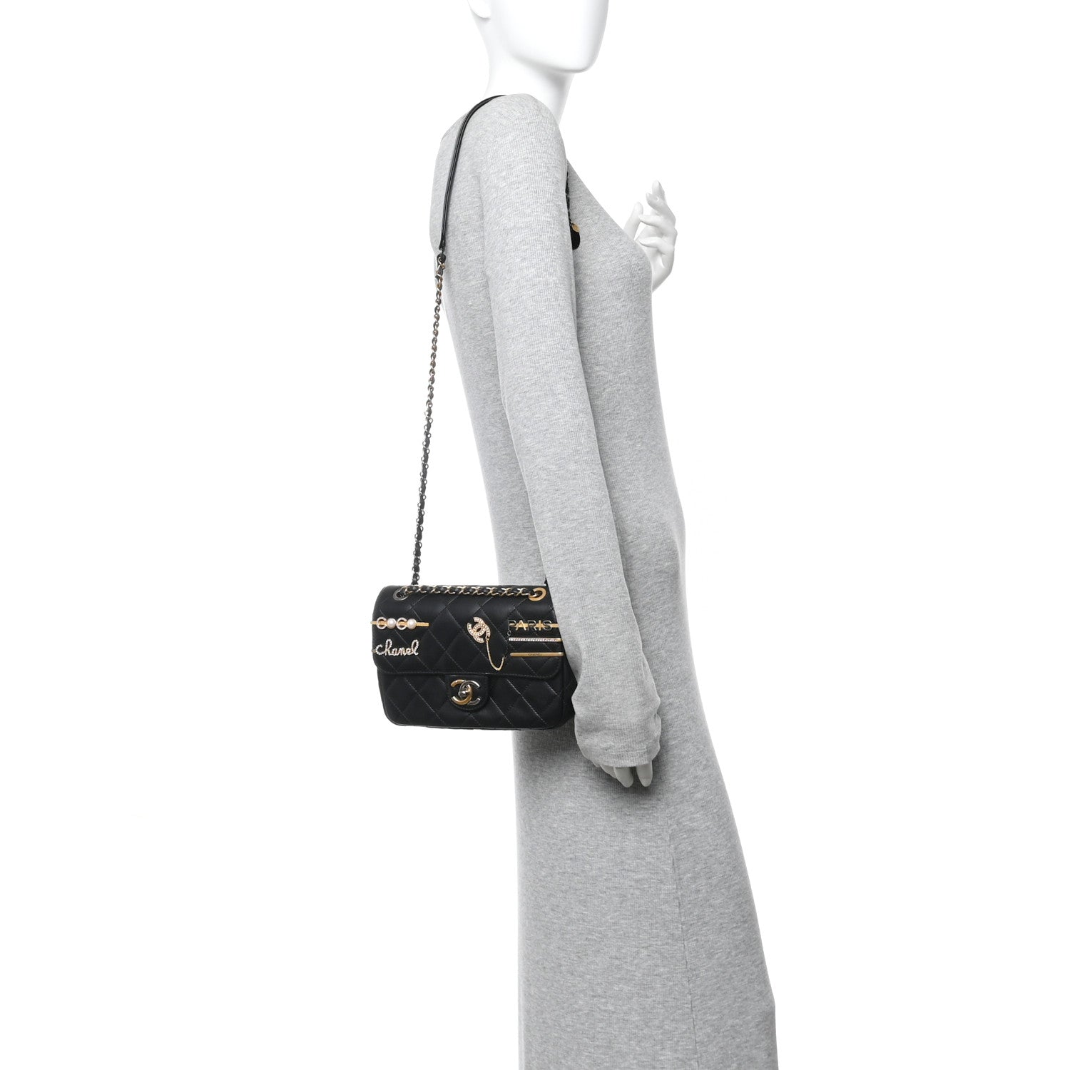 Lambskin Quilted Small Coco Clips Single Flap Black