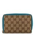Monogram Dollar Calfskin Zip Around Compact Wallet Beige Ebony Deep Cobalt