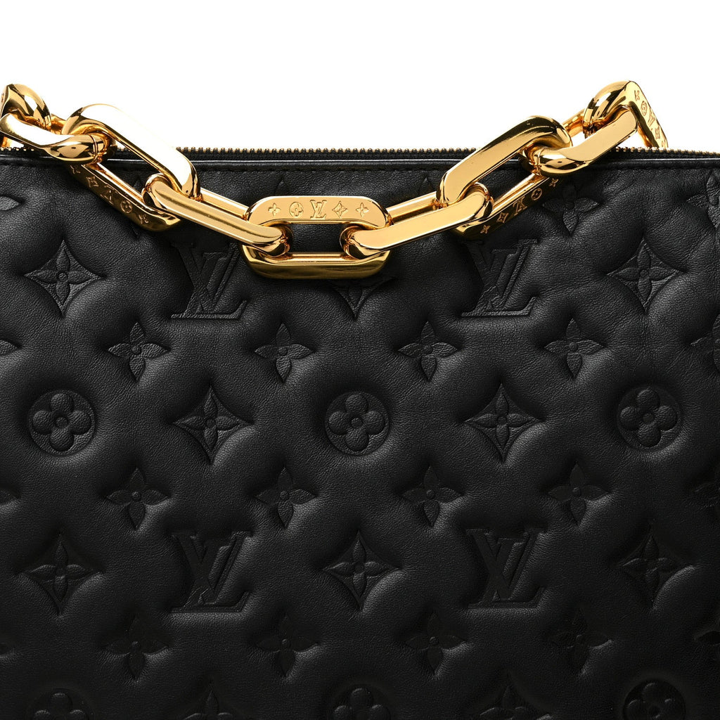 Lambskin Embossed Monogram Coussin MM Black