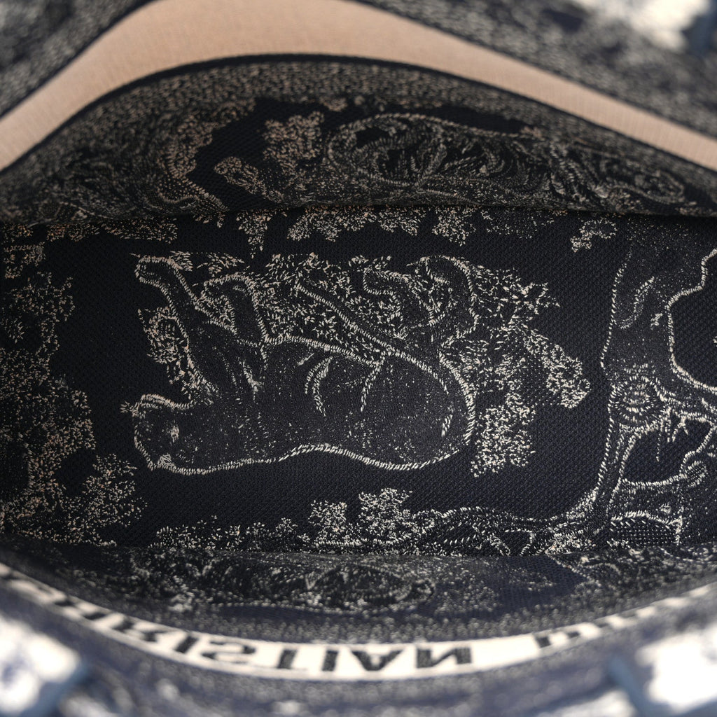 Canvas Embroidered Medium Dioriviera Toile De Jouy Book Tote Blue