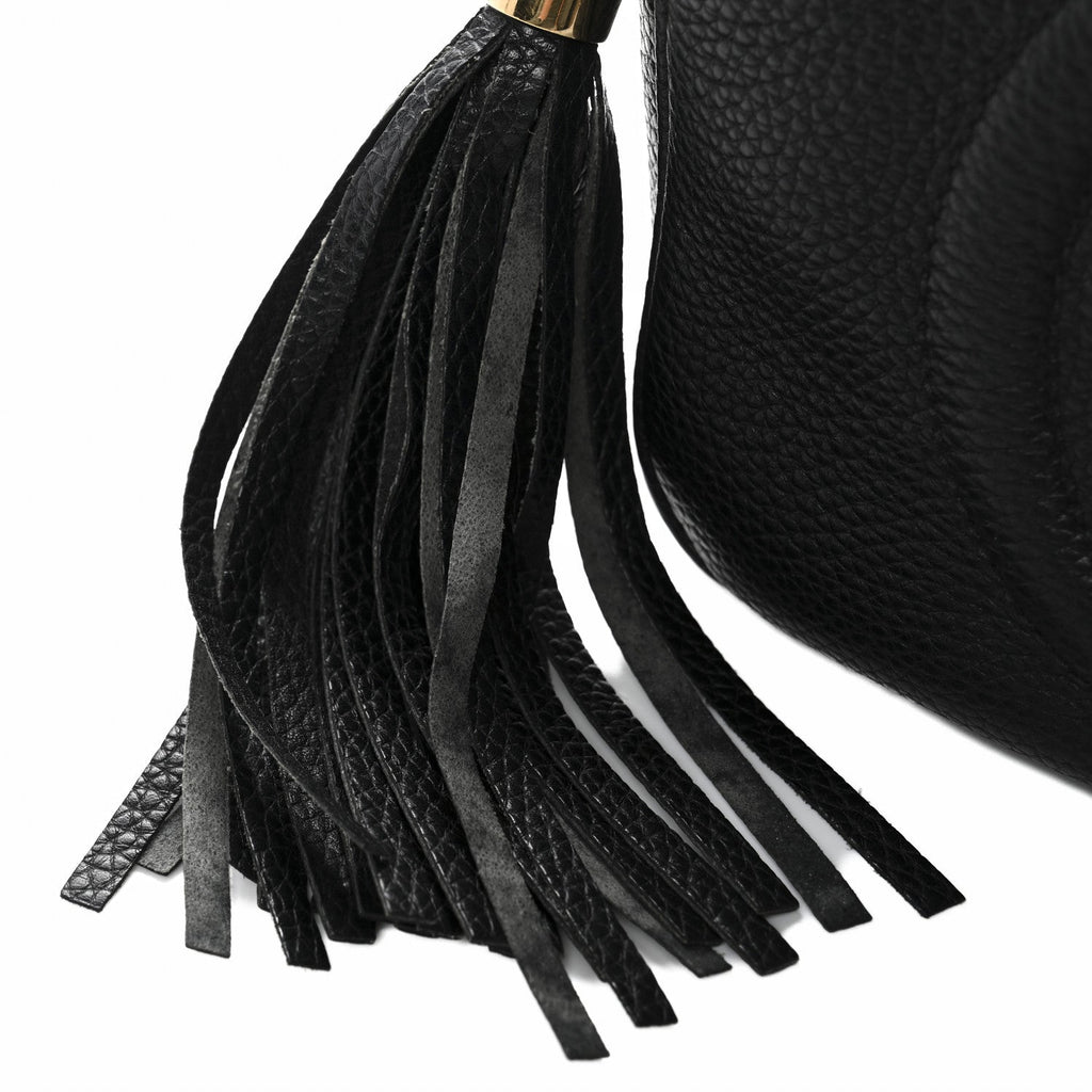 Pebbled Calfskin Small Soho Disco Bag Black