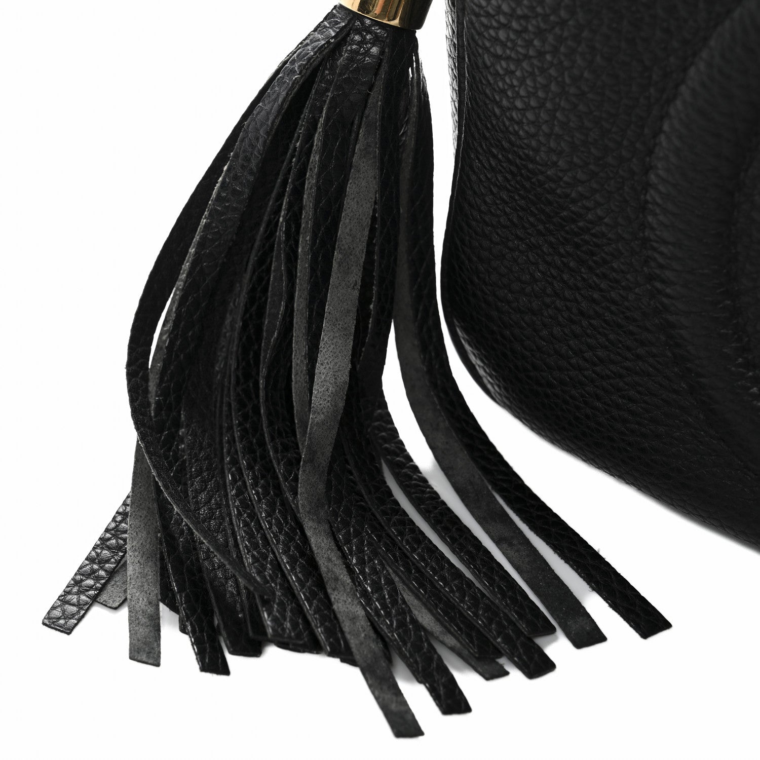 Pebbled Calfskin Small Soho Disco Bag Black