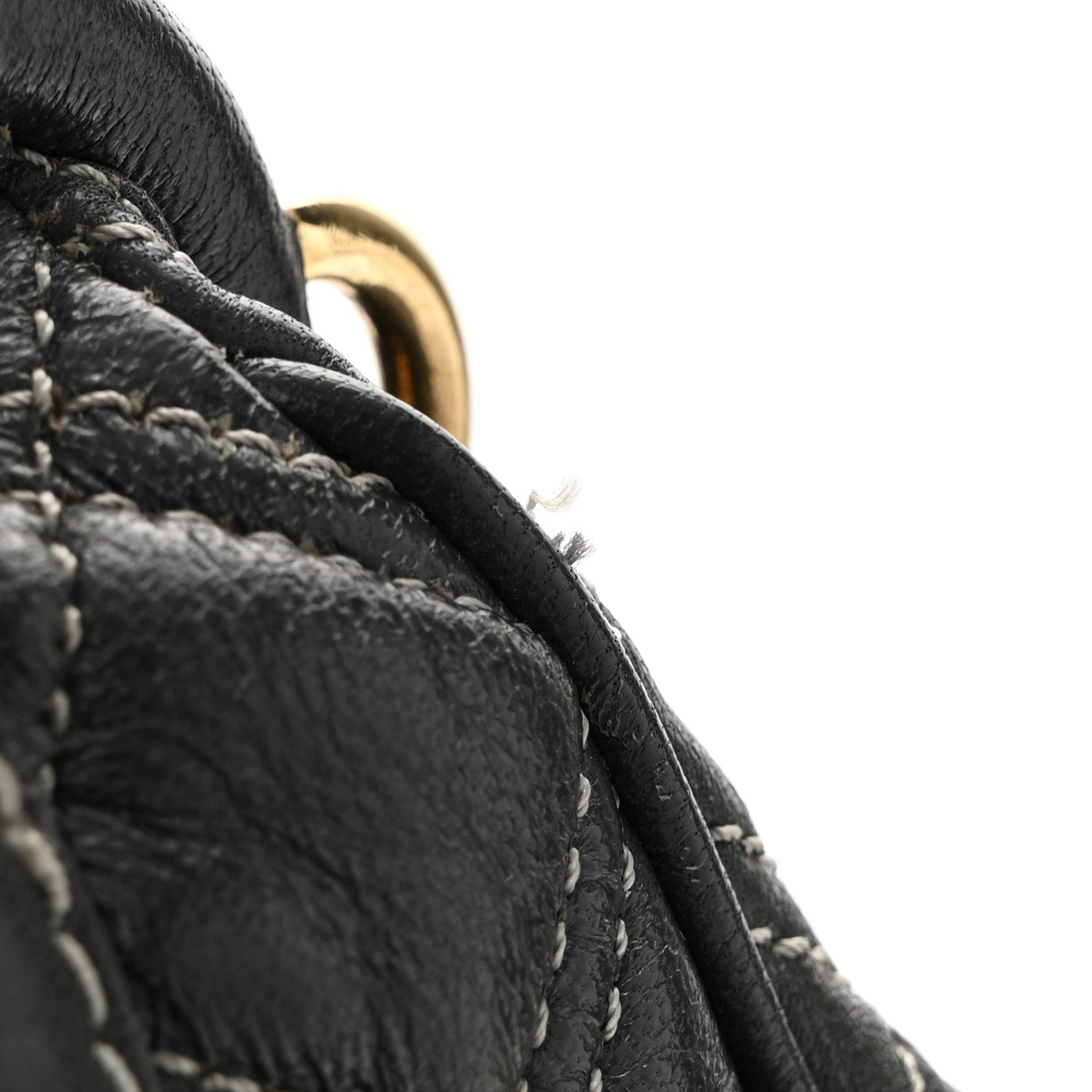 Calfskin Quilted Stam Dark Grey