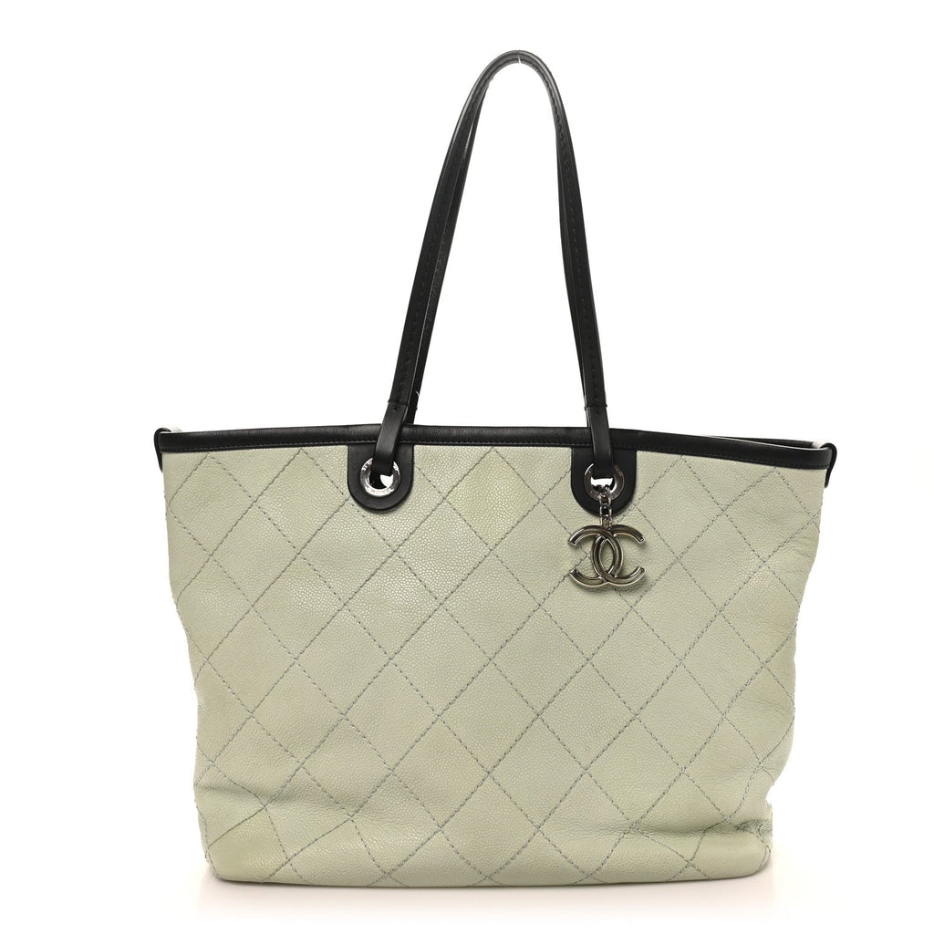 Grained Calfskin Shopping Fever Tote Green