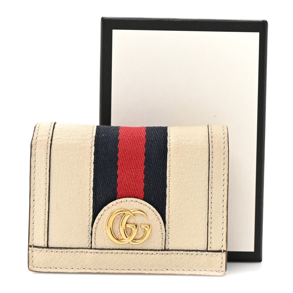 Textured Calfskin Web Ophidia  Case Mystic White