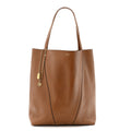 Grained Calfskin Large Spin Tote Clay Brown