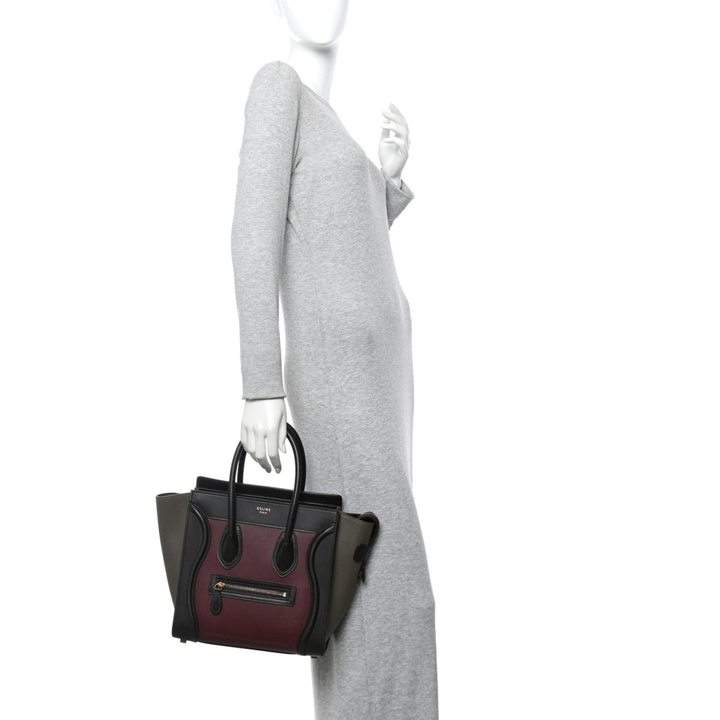 Smooth Calfskin Nubuck Micro Tri-Color Luggage Burgundy