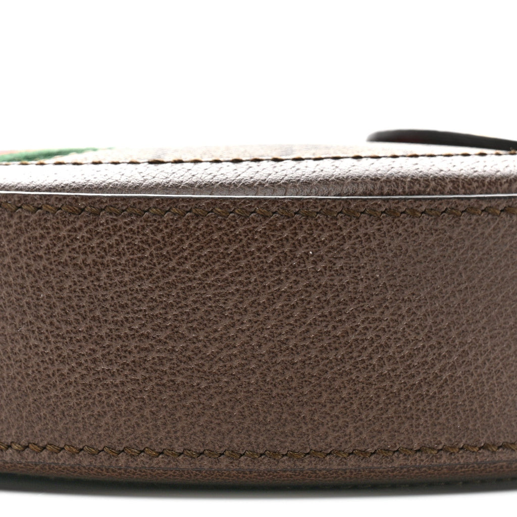 GG Supreme Monogram Web Mini Ophidia Round Shoulder Bag Brown