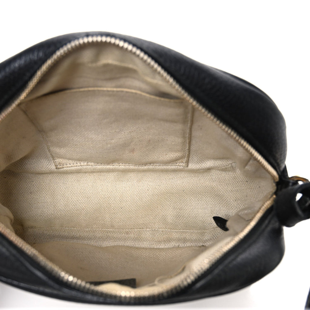 Pebbled Calfskin Small Soho Disco Bag Black