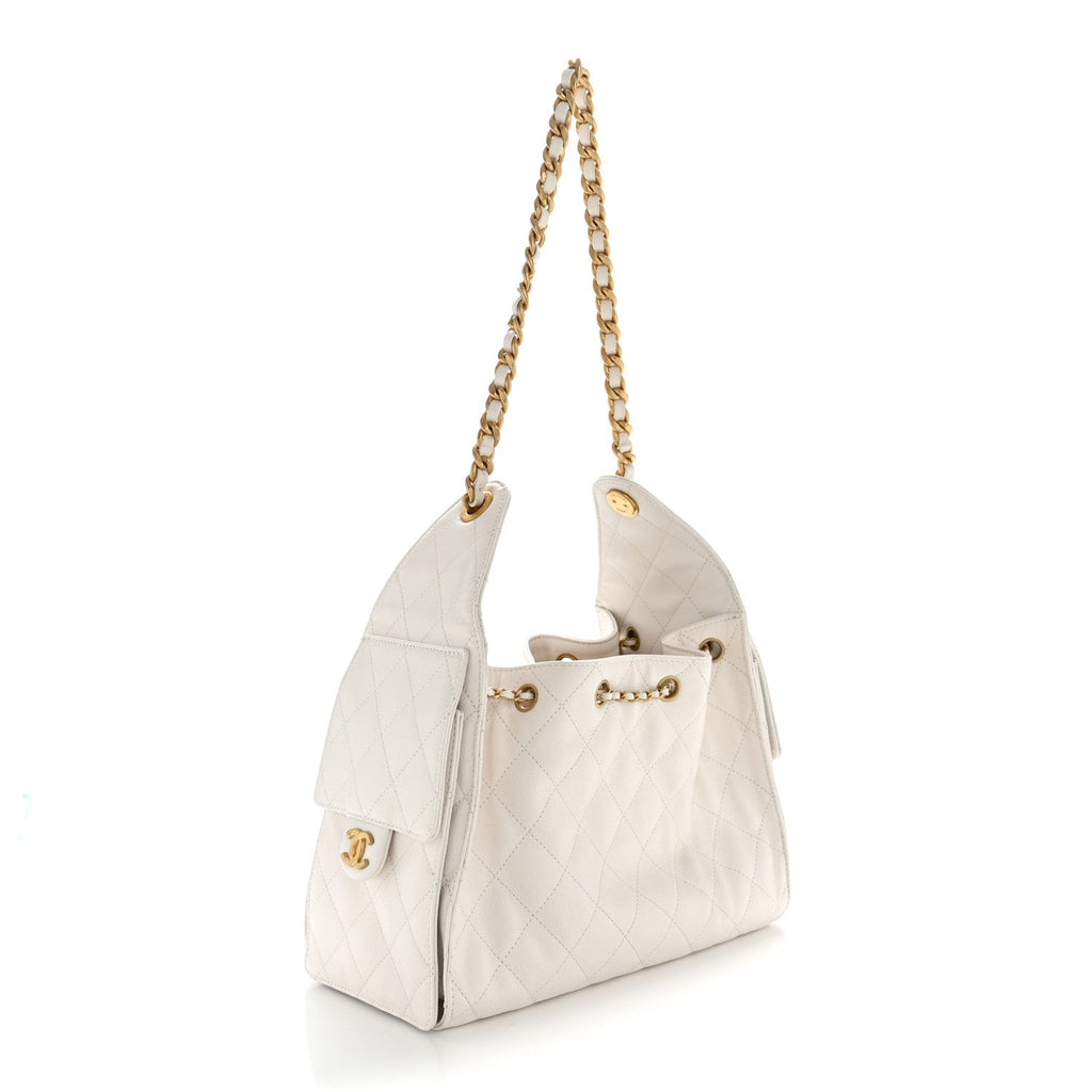 Caviar Quilted Small Chanel 25 Handbag White