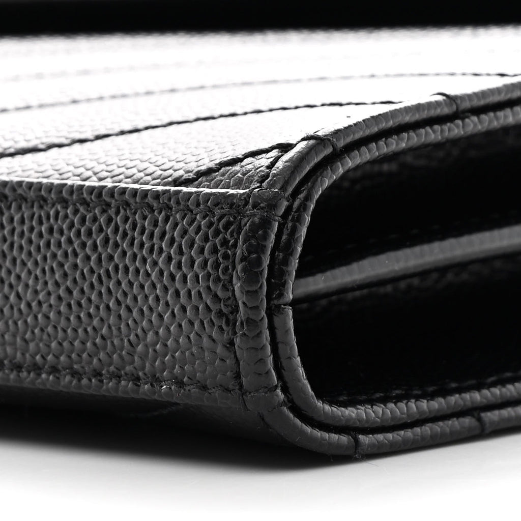 Grain De Poudre Matelasse Chevron Monogram Chain Wallet Black