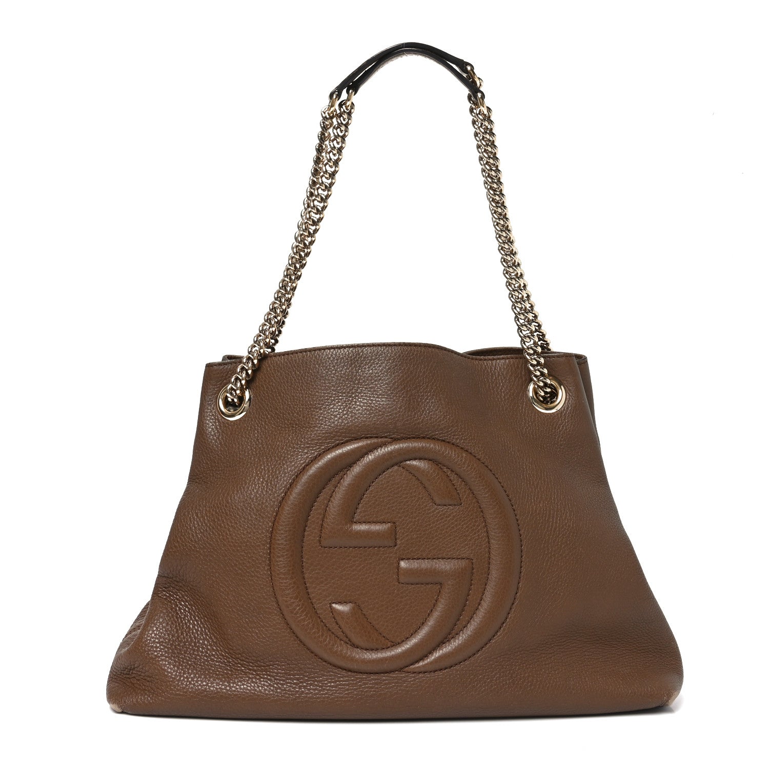 Pebbled Calfskin Medium Soho Chain Shoulder Bag Maple Brown