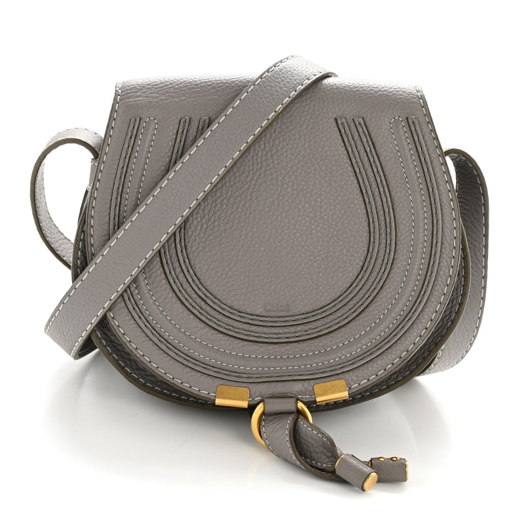 Calfskin Mini Marcie Round Crossbody Bag Cashmere Grey