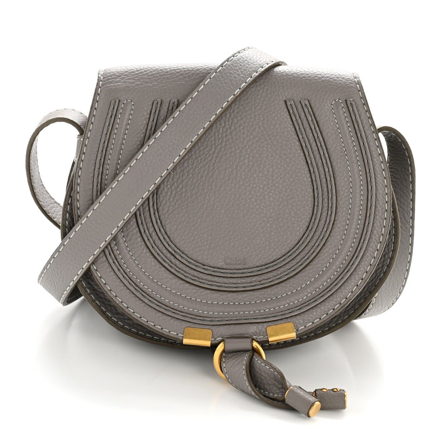 Calfskin Mini Marcie Round Crossbody Bag Cashmere Grey