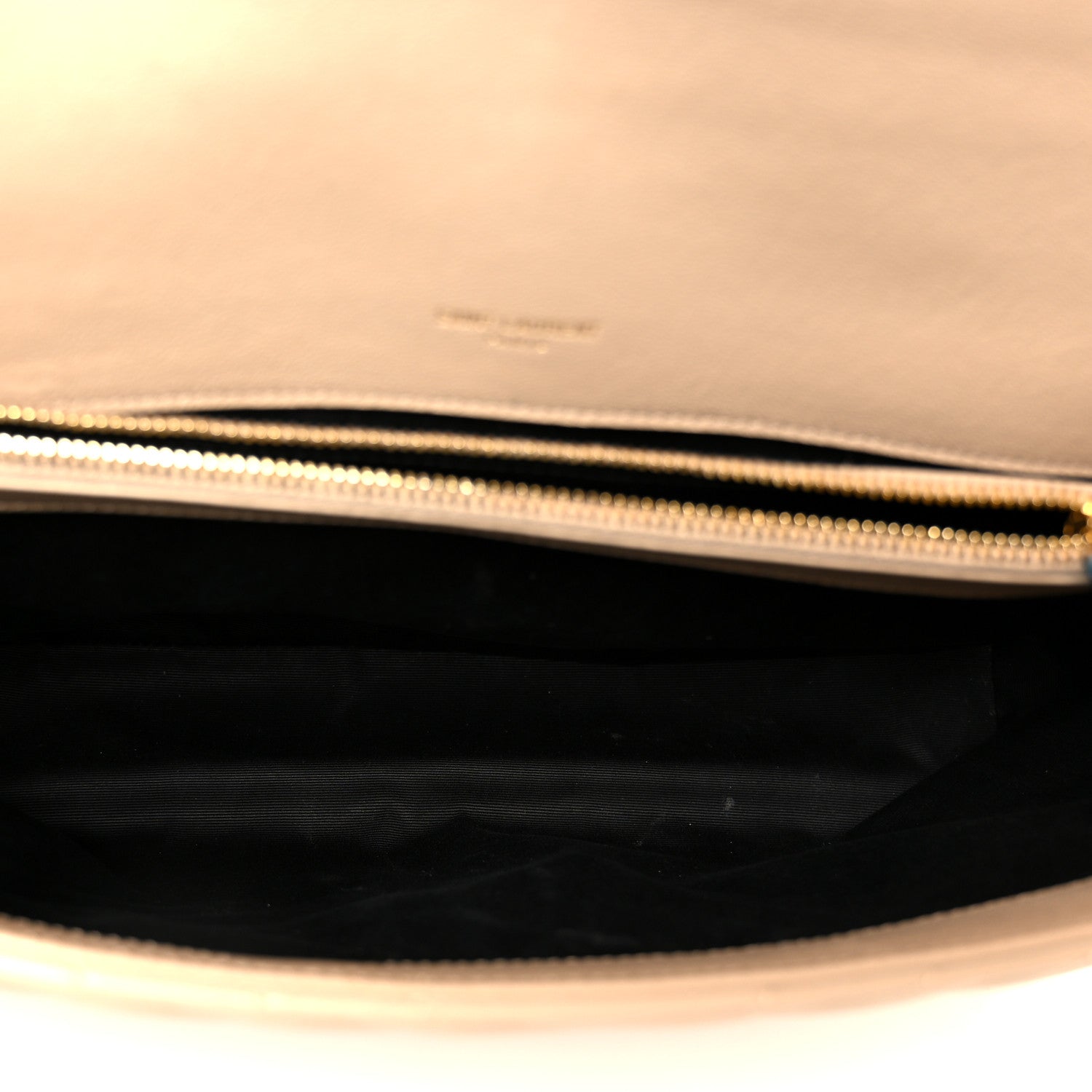 Sheepskin Matelasse Chevron Monogram Large College Satchel Dark Beige