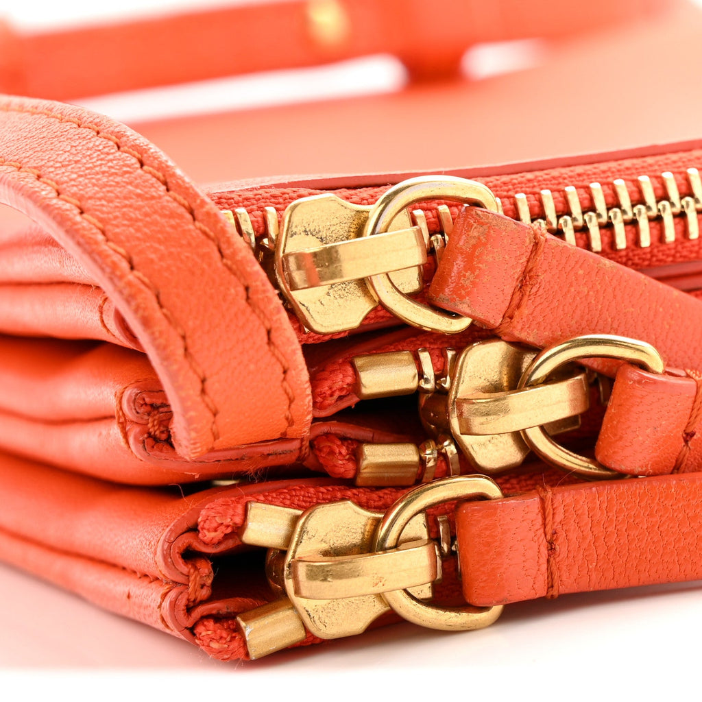 Lambskin Large Trio Crossbody Bag Orange