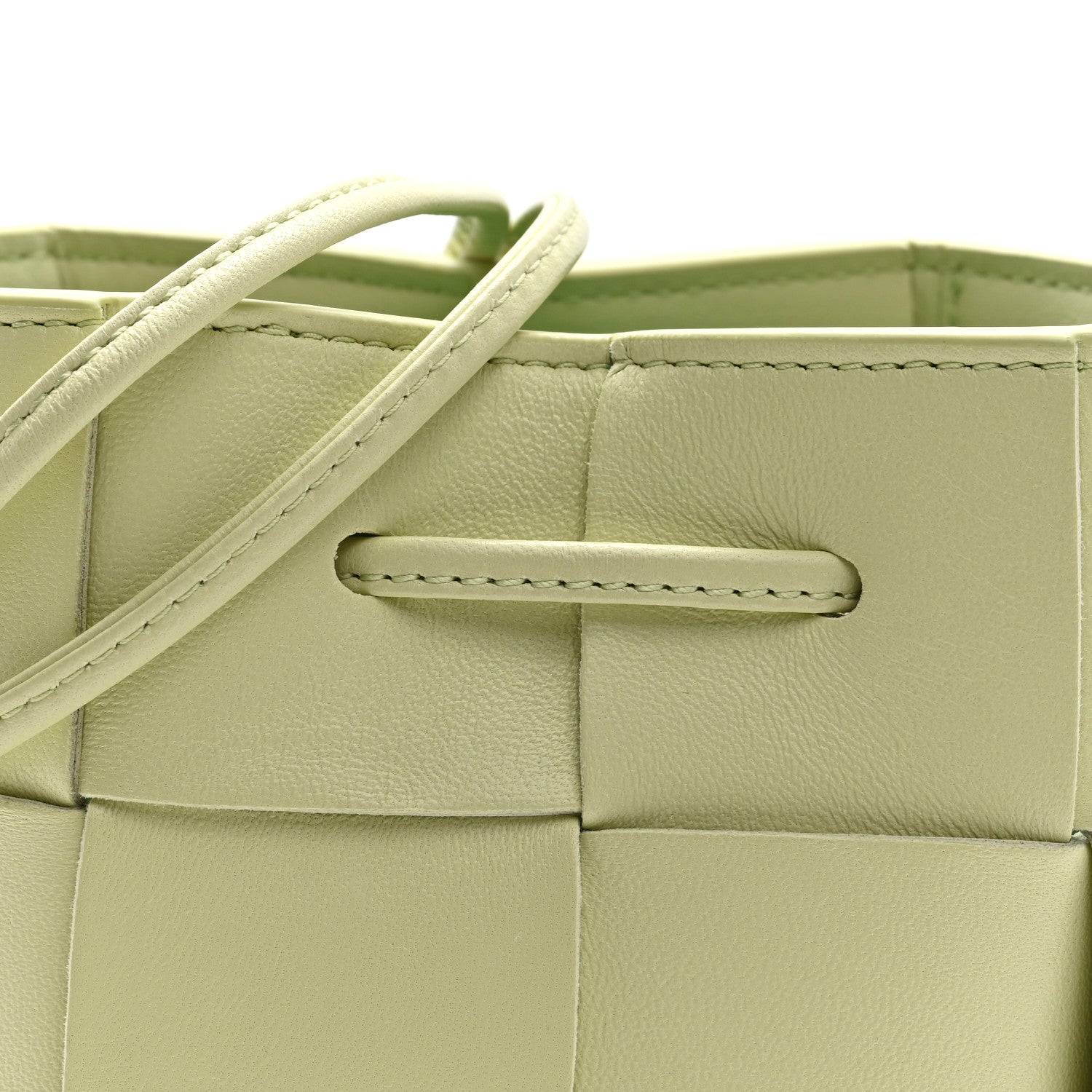 Nappa Maxi Intrecciato Mini Cassette Bucket Bag Lemon Washed
