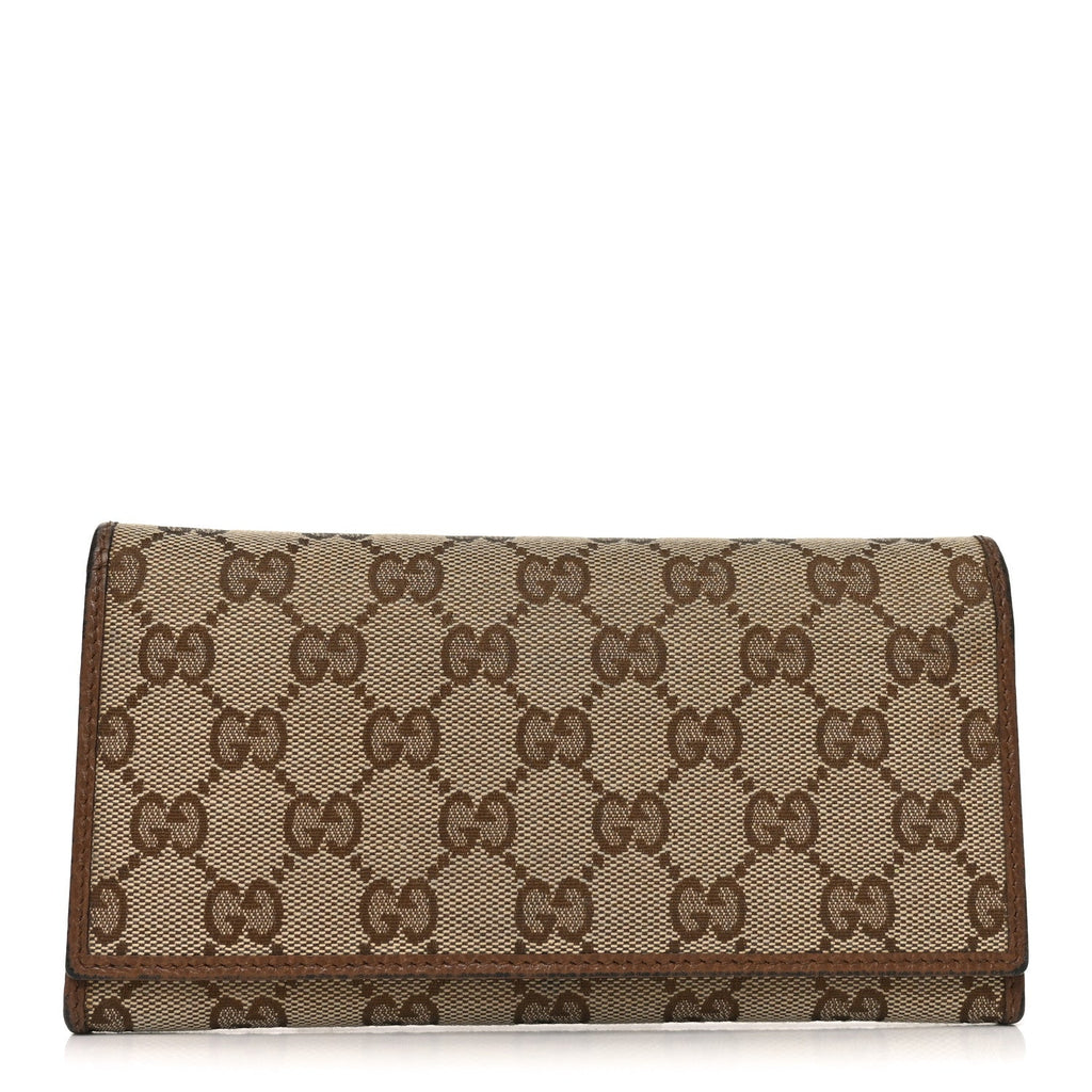 Monogram Dollar Calfskin Continental Flap Wallet Beige Ebony Tabacco