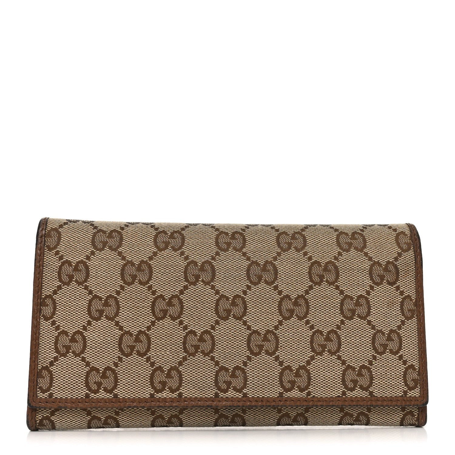 Monogram Dollar Calfskin Continental Flap Wallet Beige Ebony Tabacco