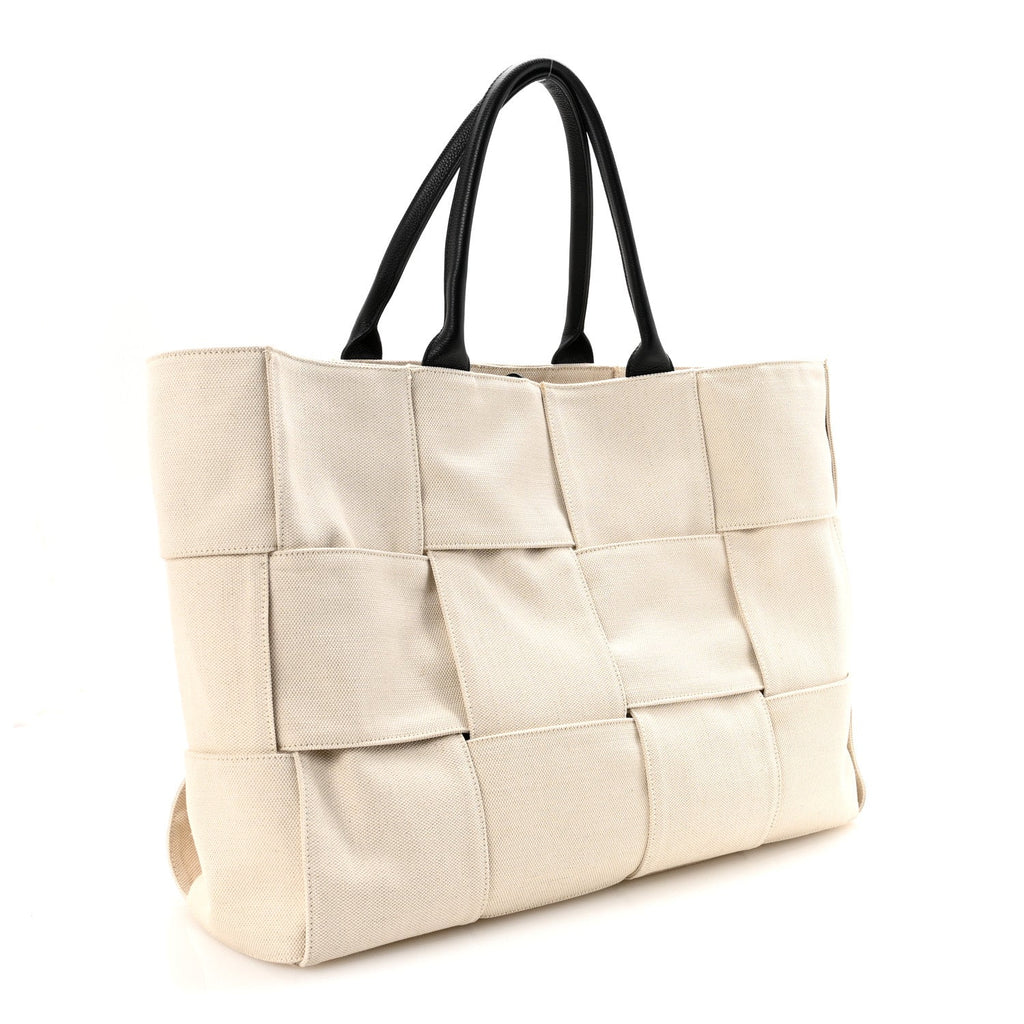 Canvas Maxi Intrecciato Large Arco Tote Beige Black