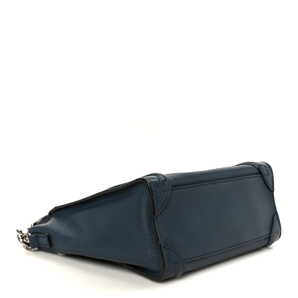 Drummed Calfskin Nano Luggage Navy Blue