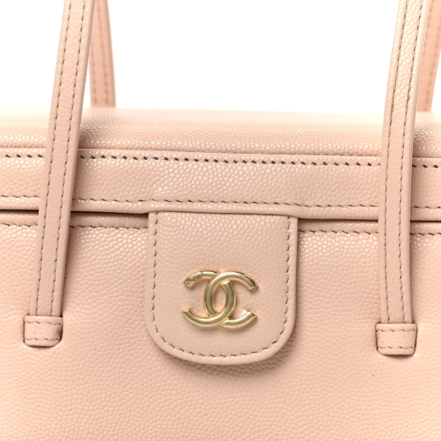 Shiny Caviar Preppy Coco Long Vanity With Strap Light Pink