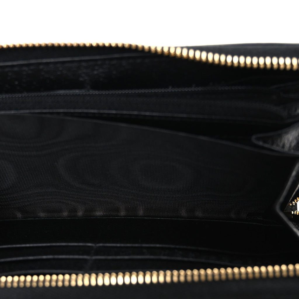 Calfskin Web Ophidia Zip Around Wallet Black