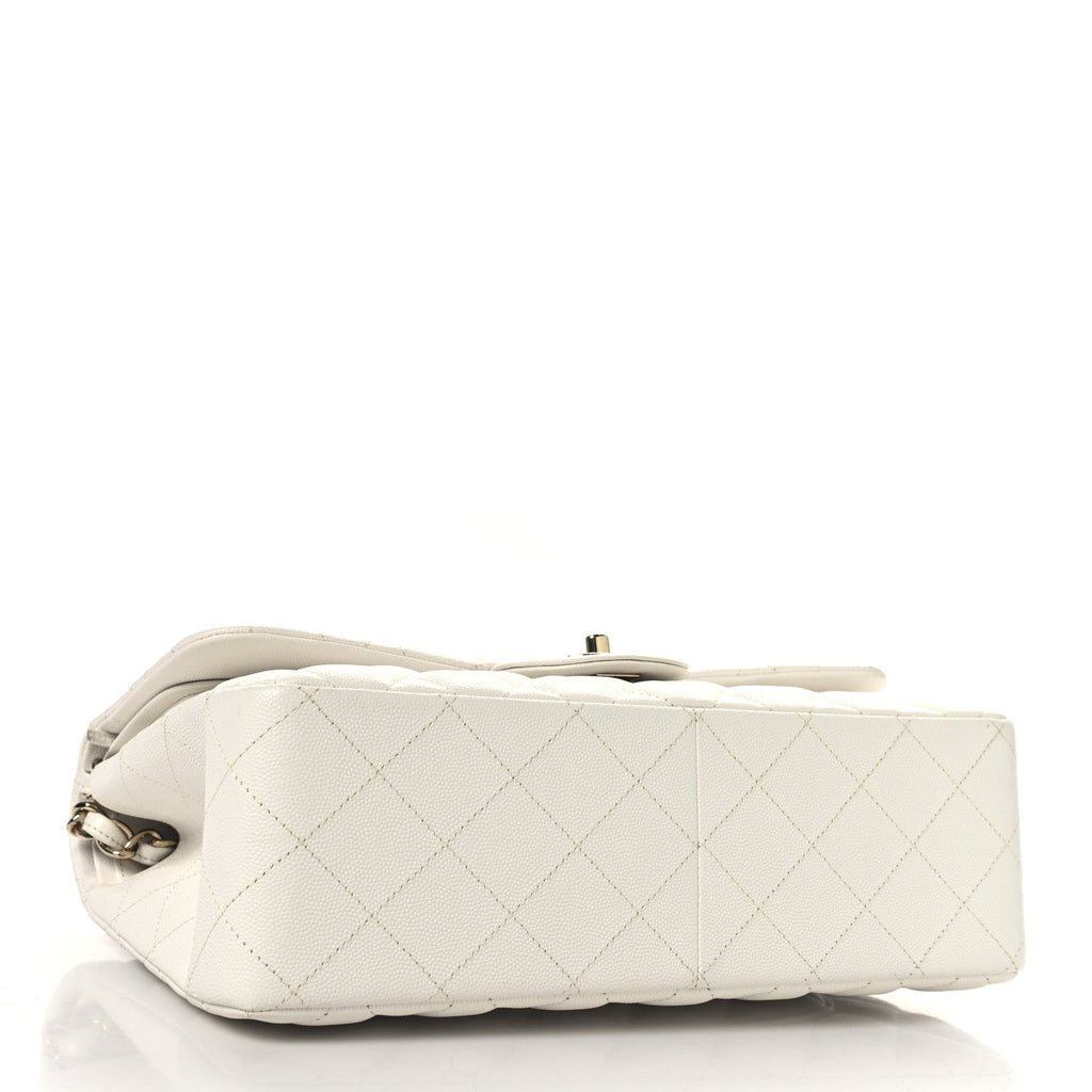 Caviar Quilted Jumbo Double Flap White