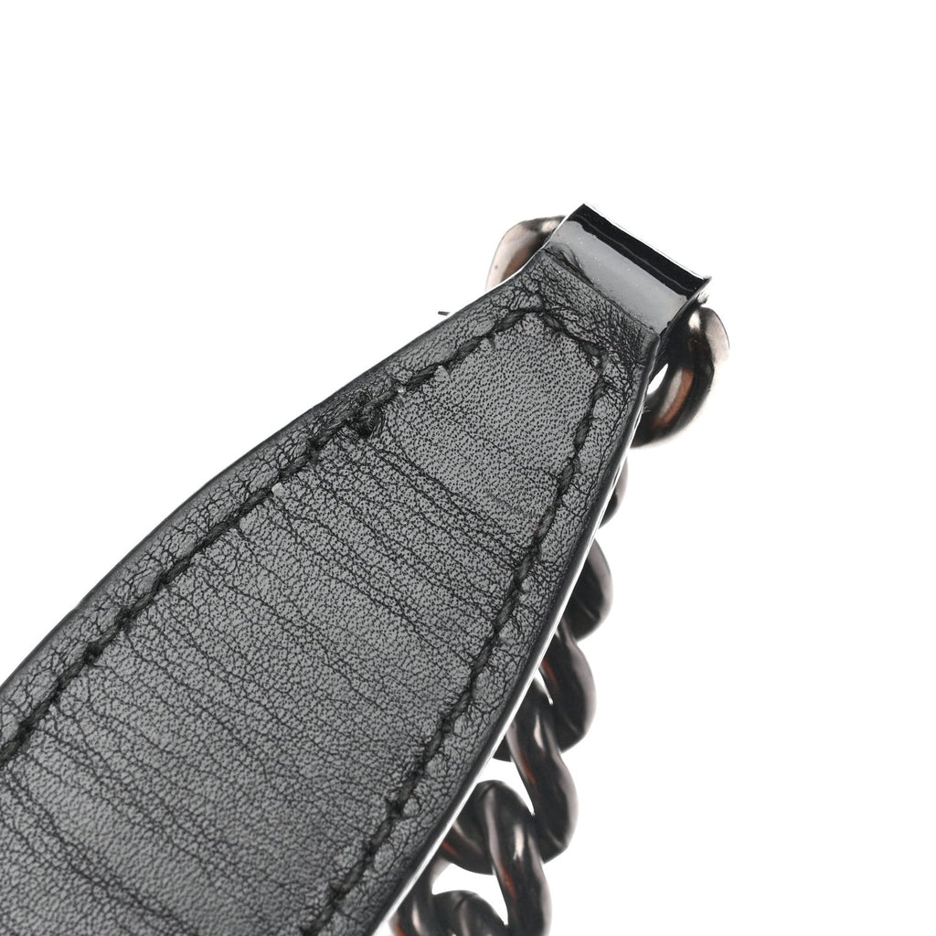 Patent Shearling Medium Soho Chain Shoulder Bag Black