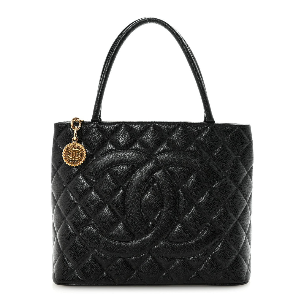 Caviar Quilted Medallion Tote Black