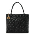 Caviar Quilted Medallion Tote Black