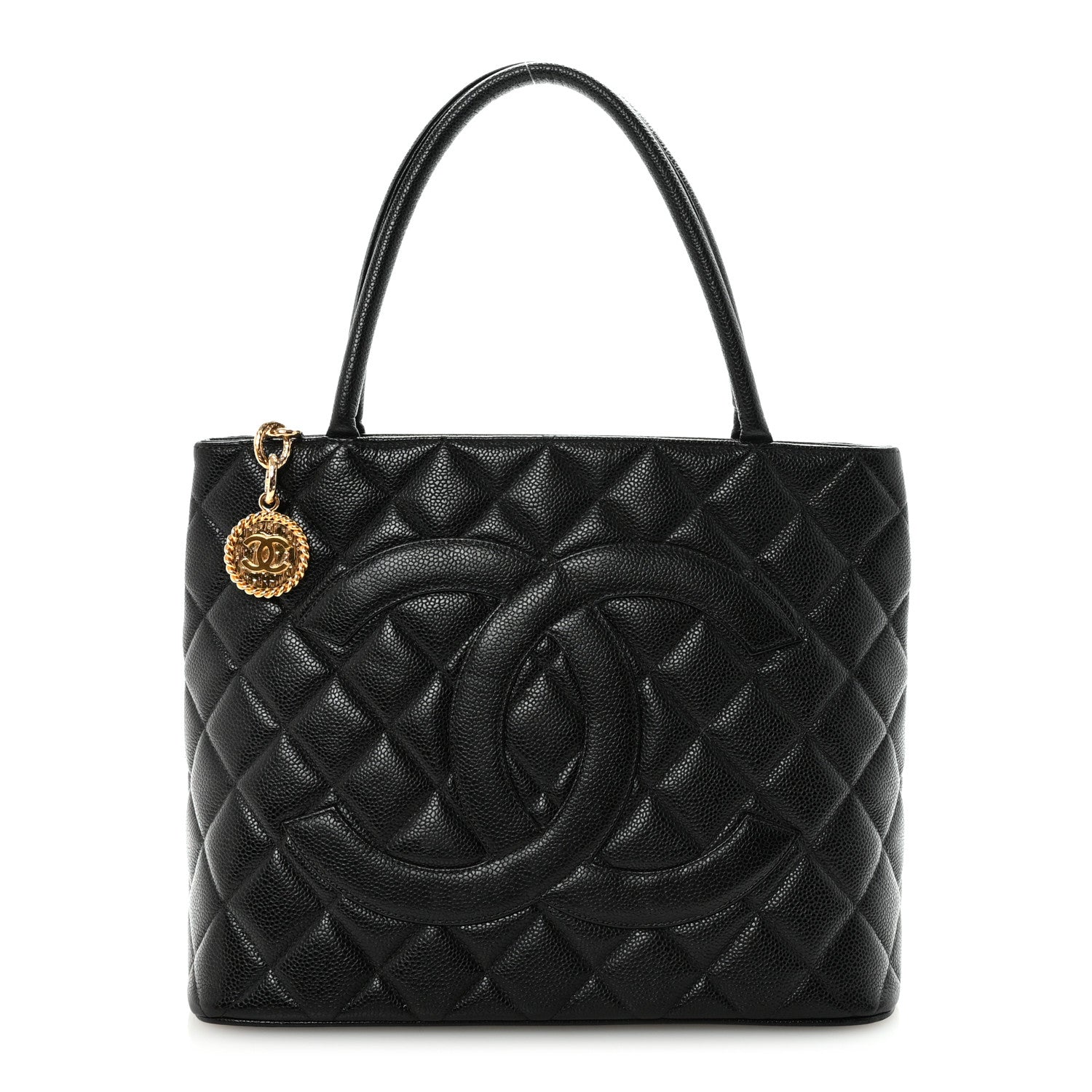Caviar Quilted Medallion Tote Black