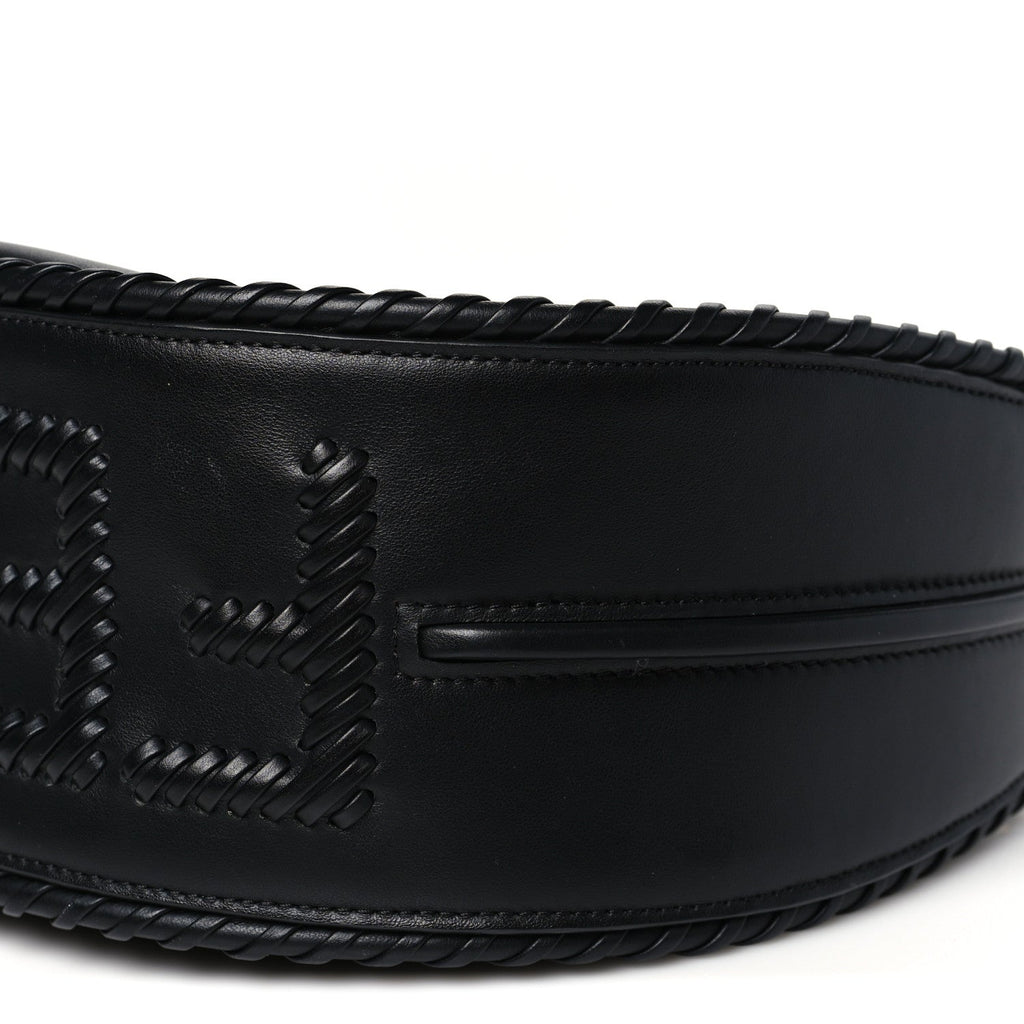 Vitello Grace Matte Whipstitch Small Fendigraphy Hobo Bag Black
