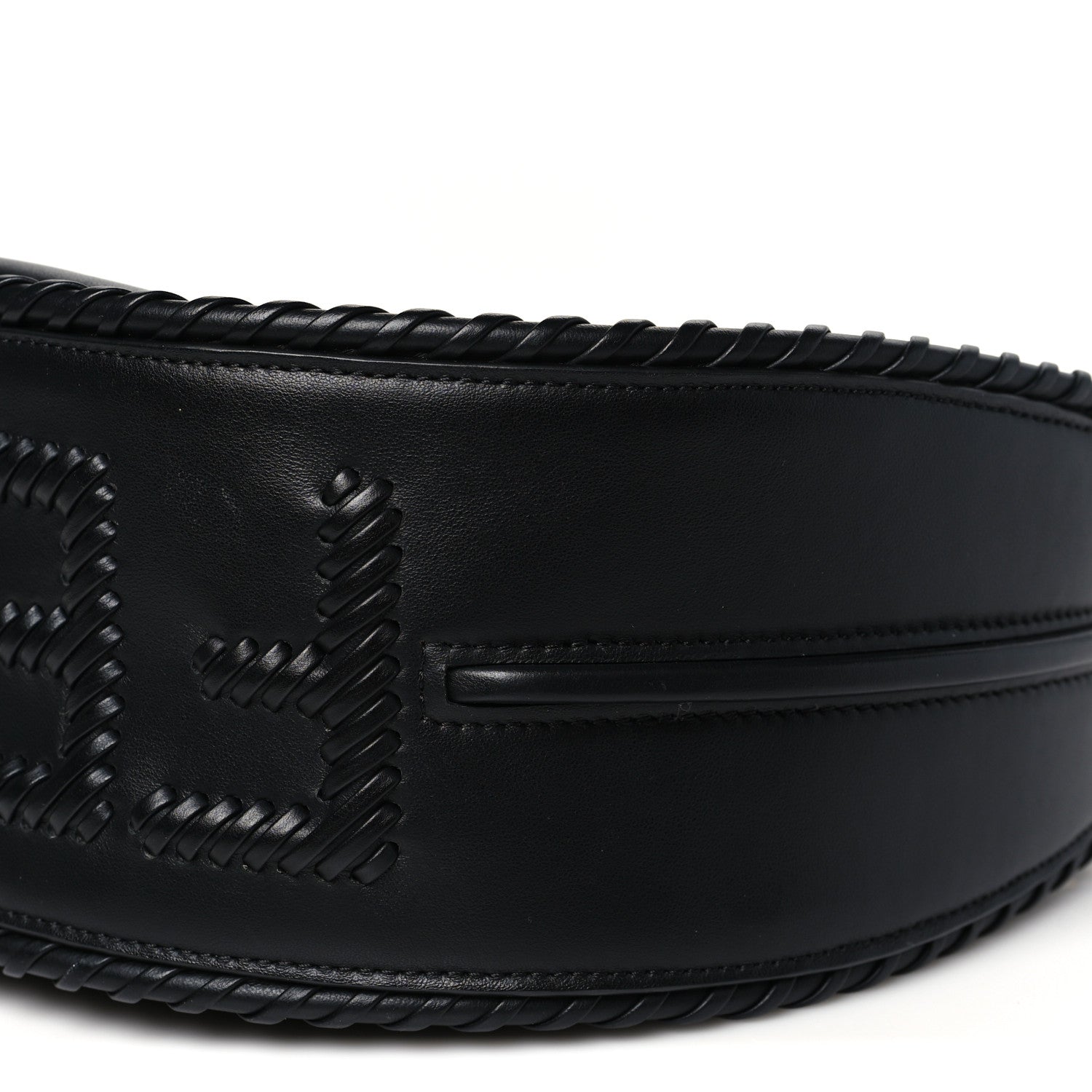 Vitello Grace Matte Whipstitch Small Fendigraphy Hobo Bag Black