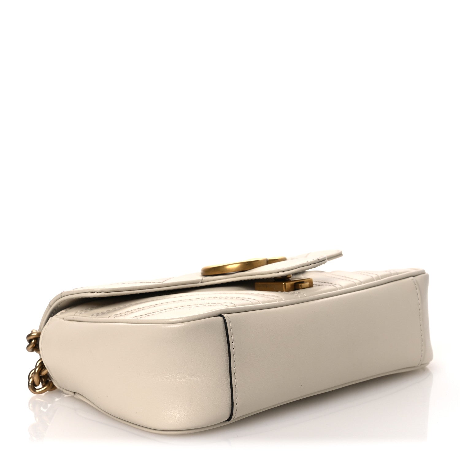 Calfskin Matelasse Mini GG Marmont Shoulder Bag White
