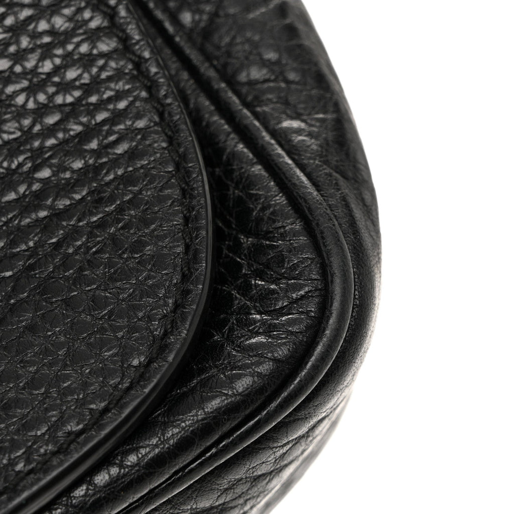 Pebbled Calfskin Small Soho Flap Crossbody Black