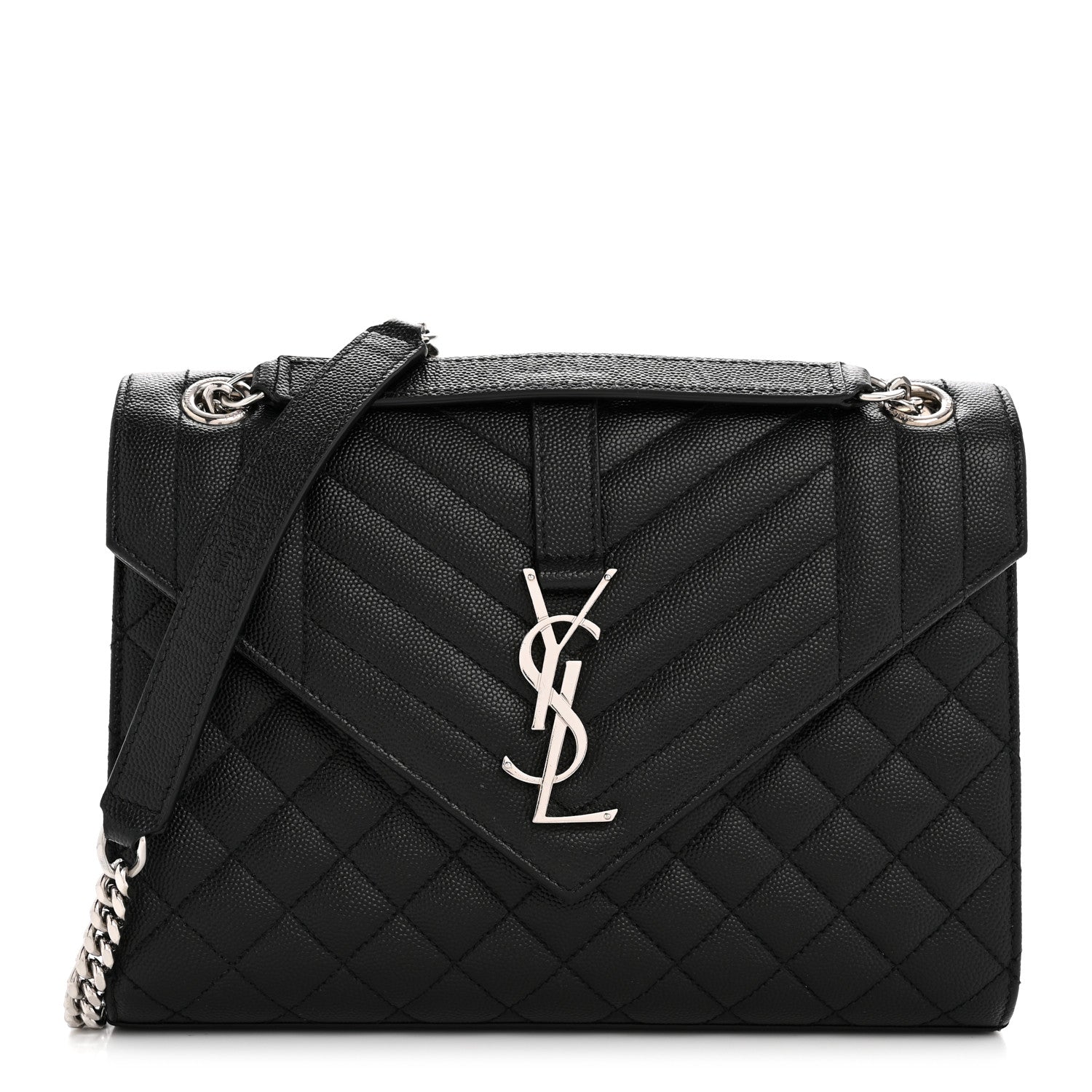 Grain De Poudre Textured Mixed Matelasse Triquilt Medium Monogram Satchel Black