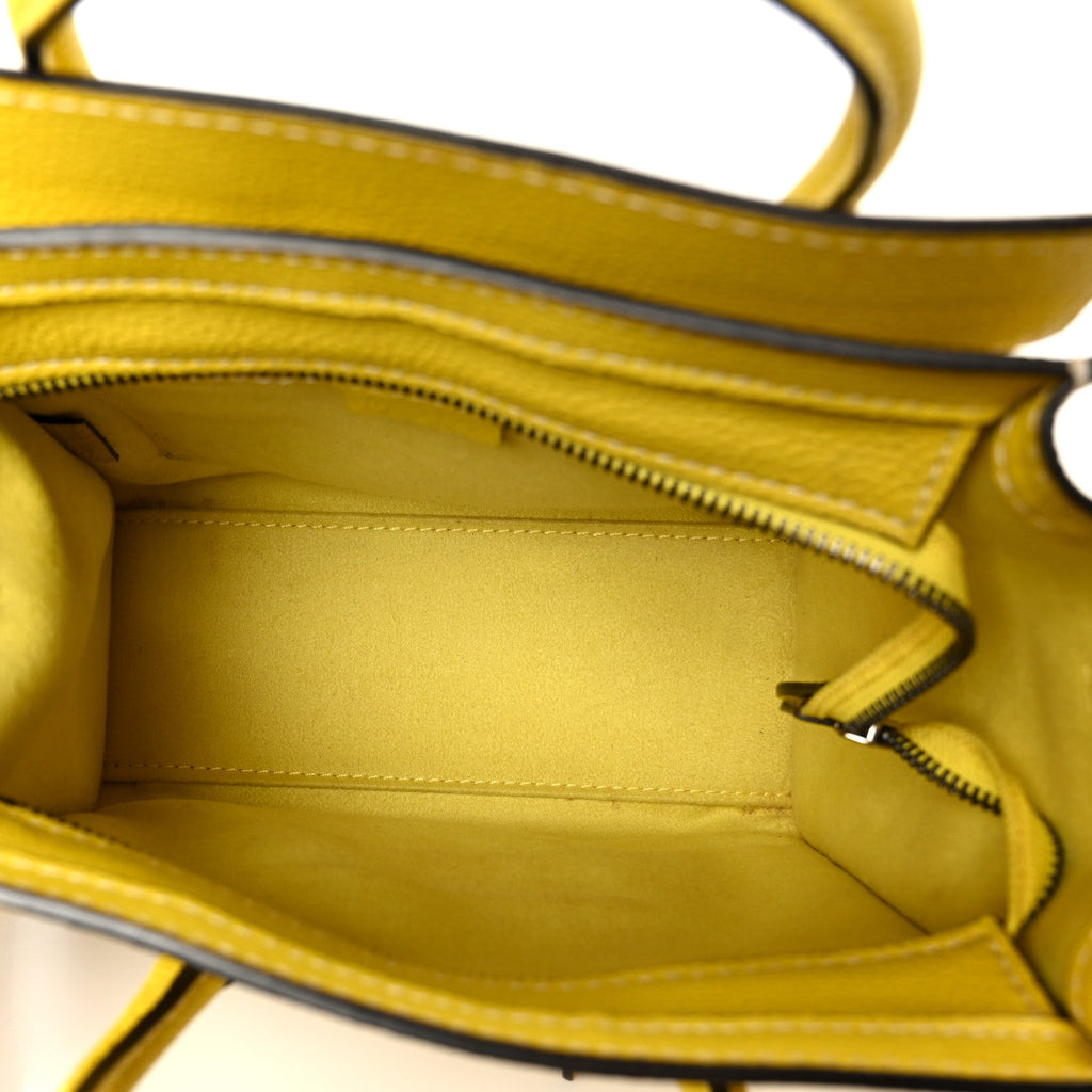 Drummed Calfskin Nano Luggage Citron