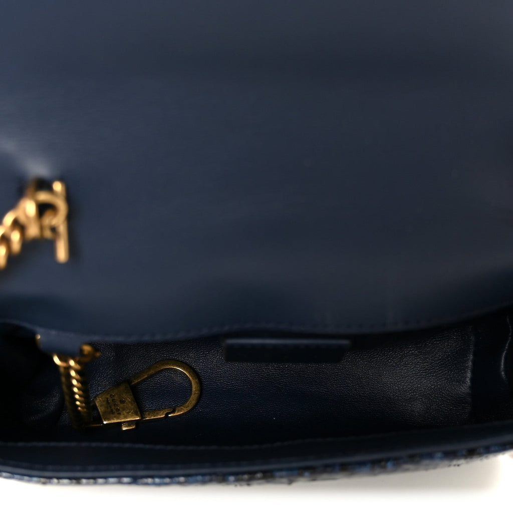 Snakeskin Matelasse Super Mini GG Marmont Shoulder Bag Blue
