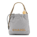 Shiny Calfskin Quilted Mini Chanel 22 Grey
